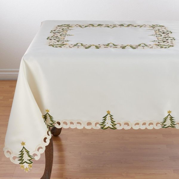 Saro Lifestyle SARO  Pandora Collection Holiday Christmas Tree Tablecloth  Ivory QX227.I67S